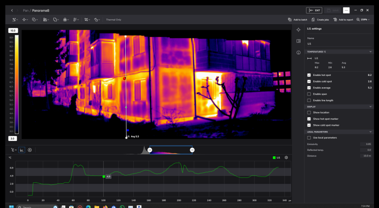 Professional thermal image analysis using specialist software